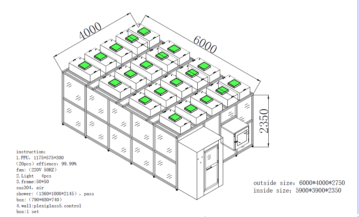 Customized ISO 5 Modular Vertical SS304 Frame Cleanrooms for Precision Instrument Industry in Portugal