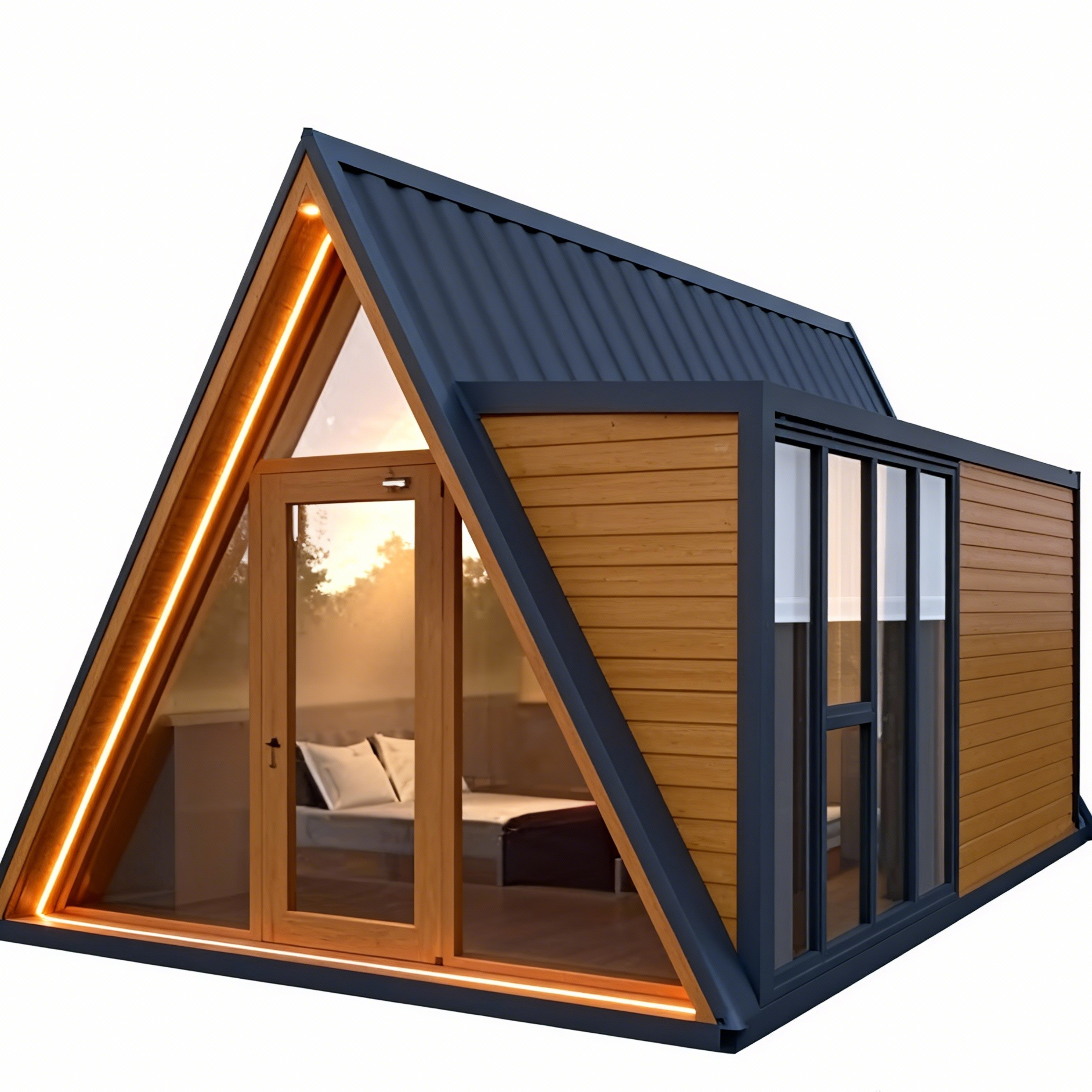 Luxurious Small Prefab Triangle House Waterproof Mobile Container Accommodation Steel Material for Hotels