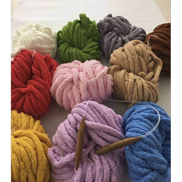 Hand Dyed Knitting Chenille Yarn 100% Polyester Colorful