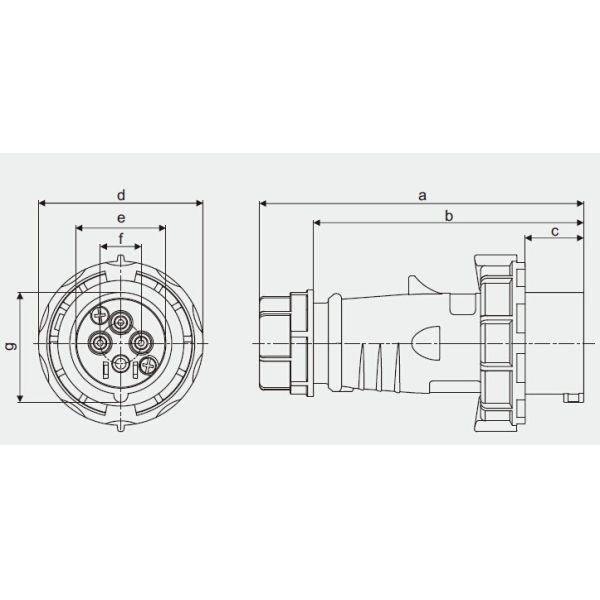 Industrial Plastic Electrical Plug and Socket for Reefer Container Spare Parts Rated Voltage 400V