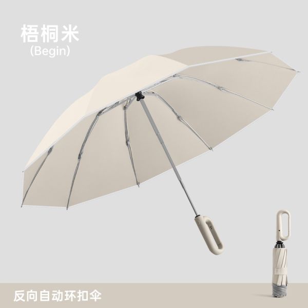 Printing Techniques for Graphics Three Fold Loop Buckle Automatic Reverse Umbrella