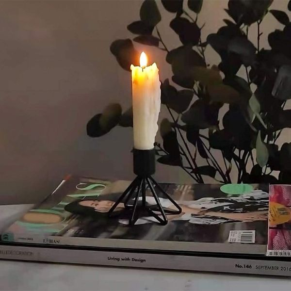 Creative Modeling Black Candlestick Table Decorations Metal Candle Holder