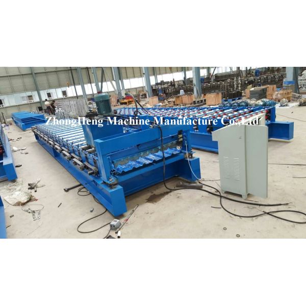 Metal Roofing Tile Roll Forming Machine With Adjustable Feeding Table And Precutter