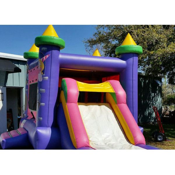 Purple Backyard Fun Inflatable Bouncer Combo Castle With Slide Digital Printing