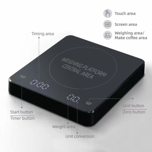 Digital Kitchen Scale Weight Electronic Coffee Scale Timer LED Digital Smart Household Coffee Scale With Usb 3KG/0.1G