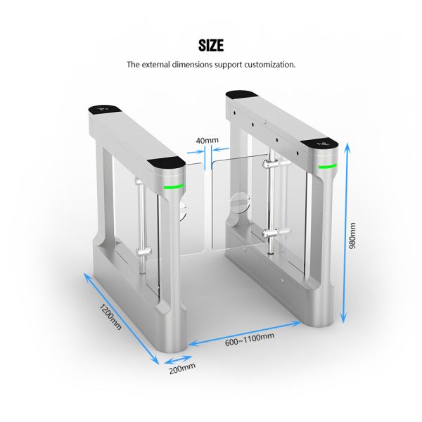 HCW CW492 Turnstile Swing Gate front view showing stainless steel construction