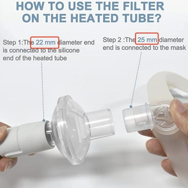 Universal CPAP Inline Filter for CPAP and BiPAP Machines, Compatible with ResMed & Dreamstation Size 22mm & 25mm CPAP Tube