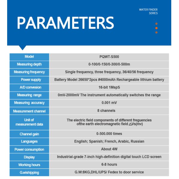 PQWT S500 Water Detector with Multi-Frequency High Accuracy Portable Underground Water Detection