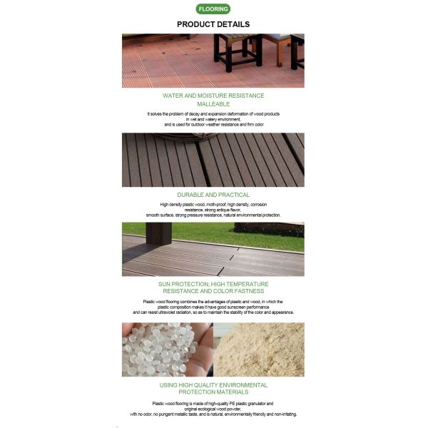 Modern Style Durable WPC Decking UV Resistant Composite Decking for Outdoor Balcony Poolside Smooth Brushed Technics Waterproof