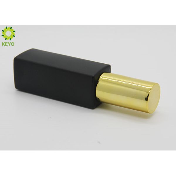 40ml Glass Cosmetic Containers , Square Shape Matte Black Lotion Pump Bottle