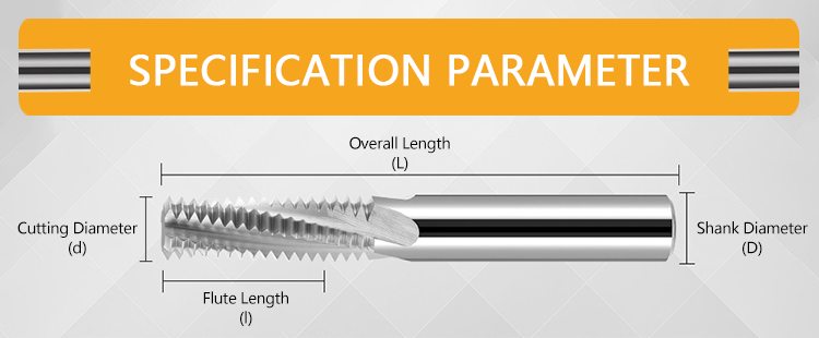 65° Full-thread Tungsten Carbide End Mill for M2 to M48 Threading with Single-tooth Design