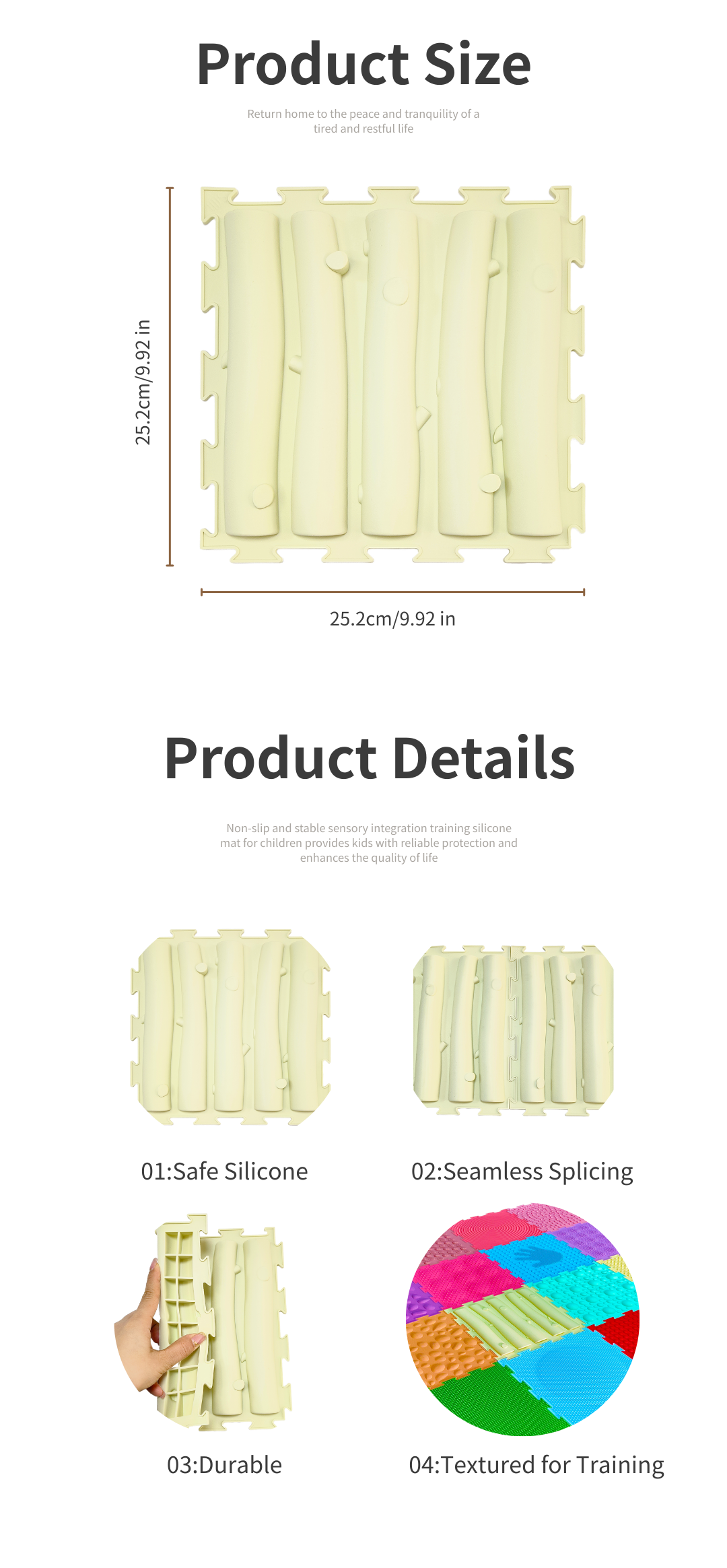 Durable Portable Lightweight Silicone Mat Kids Sensory Training Convenient Tool Household Non Slip Tactile Balance Pad