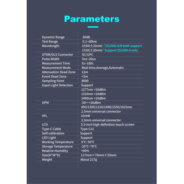 Mini Handheld Optical Time-Domain Reflectometer 5 in 1 OTDR 80km Range Features VFL IOLA OPM OLS for Fiber Optic Equipment