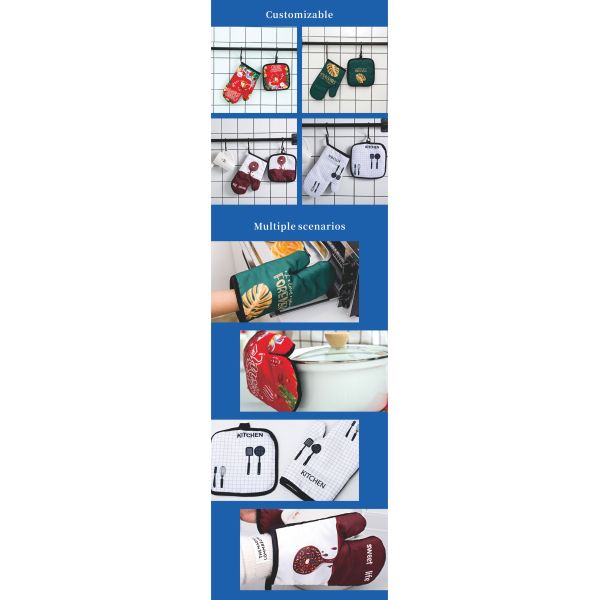 Sublimation Oven Mitts Kitchen Custom Insulator Pads Polyester Heat Press Microwave Oven Mitts Sets Oven Gloves Heat Resistant
