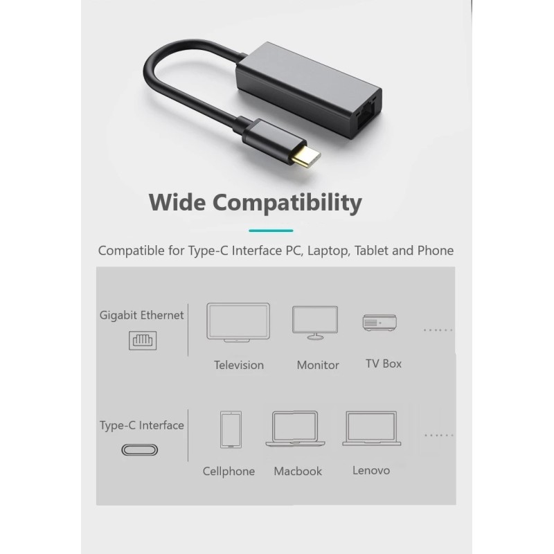 USB 3.0 Gigabit Rj45 Type C Usb To Ethernet Adapter