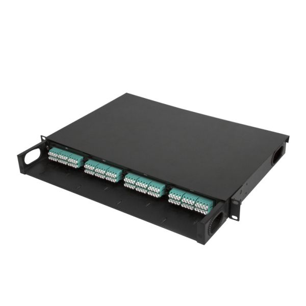19" 1U Fixed Patch Panel MPO MTP Rack Mount Distribution Panel With 4 Individule MPO Modules