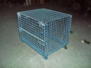 Quality Transport Welded Steel Wire Mesh Pallet Cage With Cover Lid Protection for sale