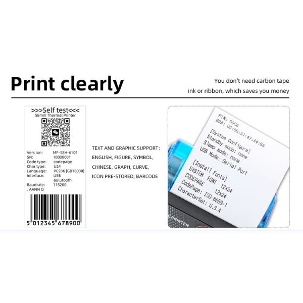 Wireless Handheld Bluetooth Inkjet Mini Kiosk Printer for Wireless/USB Interface