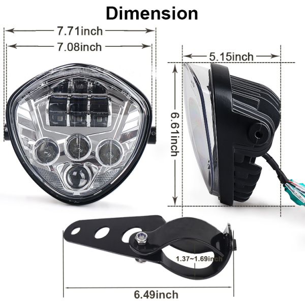 Universal 60W Motorcycle LED Light Headlamp with Bracket Customized Modification