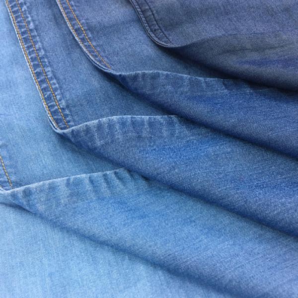 Buy Sustainable 100% Lycra 5.8/5.4oz Denim Jeans Fabric Plain Dyed at wholesale prices