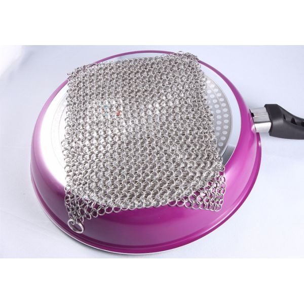 6'' Ss Round Cookware Chainmail Scrubber Cleaning Cast Iron Pan