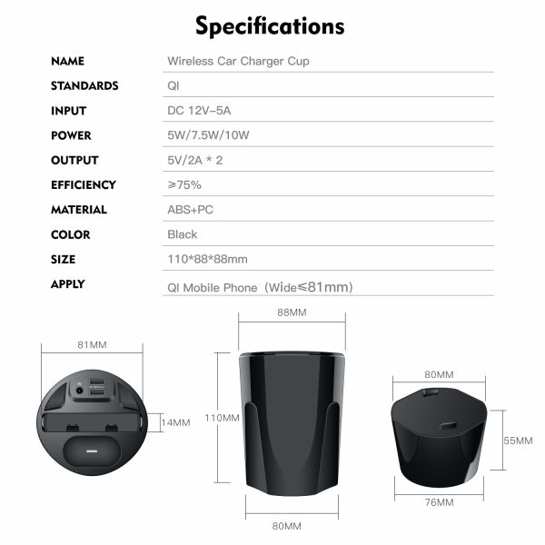 Package Contents Wireless Charging Pad for Silicone Car Mount Qi Wireless Charger