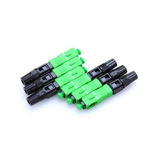 Sc APC Fast Fiber Optic Cable Connectors , Green Ftth Connector
