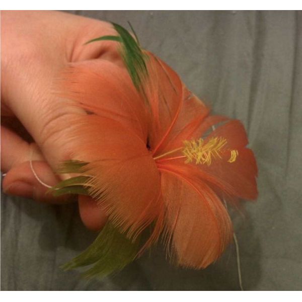 Millinery Supplies Goose Feather Flower Mount with Wire Accessory Pattern Dyed