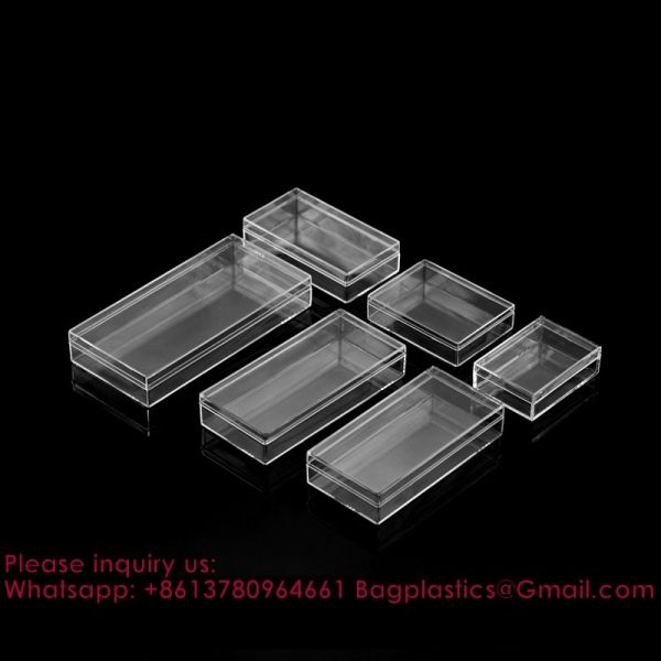 Acrylic Box Plastic Square Cube Clear PS Plastic Hinged Container Component Storage Box Food Storage, Gift Organizer, Component Containers Tool Boxes