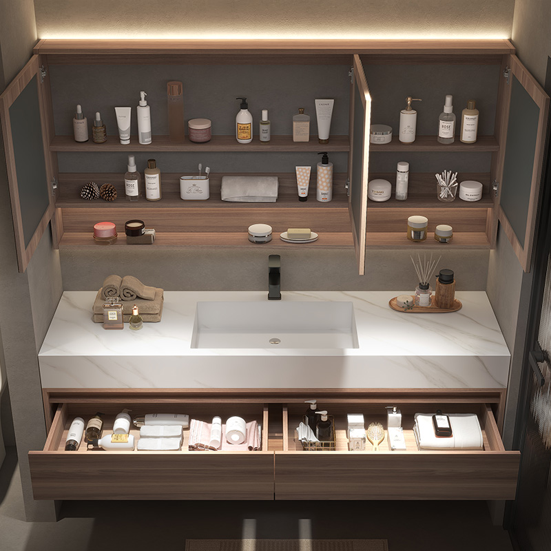 Customized Width High End Professional Waterproof Bathroom Sink Vanity Single Bathroom Floating Vanity