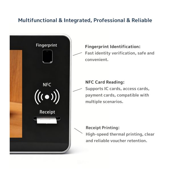 21.5'' Wall Mount Indoor NFC QR Code Scanning POS Payment Terminal HD LCD Touchscreen Facial Recognition 32GB Storage SDK Kiosk