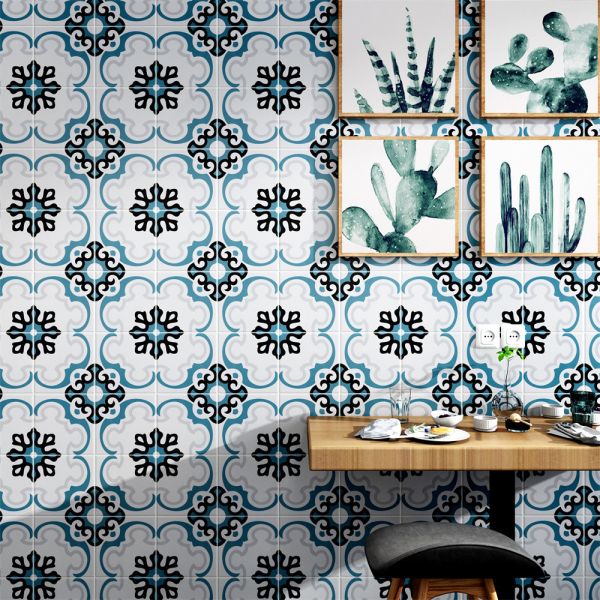 Gray and Blue 20x20cm Ceramic Rustic Tile for Indoor Floor