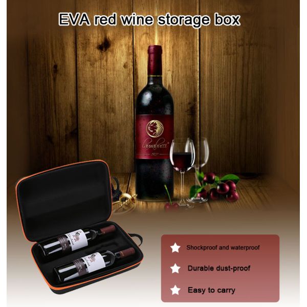 Hard Shell Black Logo Custom EVA Storage Bag / Red Wine Black Gift Storage Box