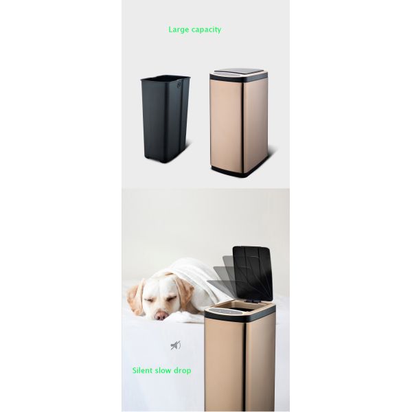 Kitchen Large Home Automatic Charging Smart Induction Stainless Steel Electric Trash Can with Lid