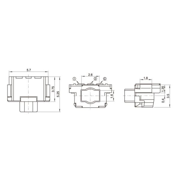 Double Action Momentary Tactile Switch / Micro Push Button Switch 3.7X5.7 Mm
