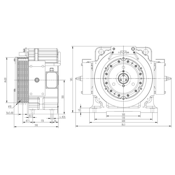 Sn-B1250 Series Elevator Gearless Motor 1250kg Load Elevator Parts