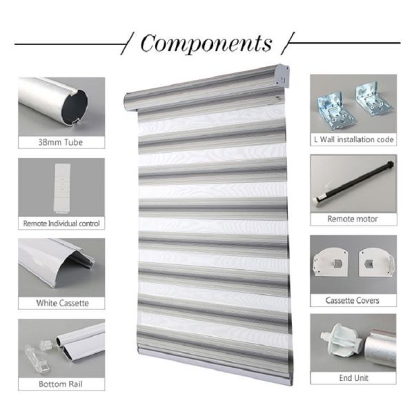Wifi Electric Smart Motorized Zebra Blinds Window Shade Automatic Roller Remote