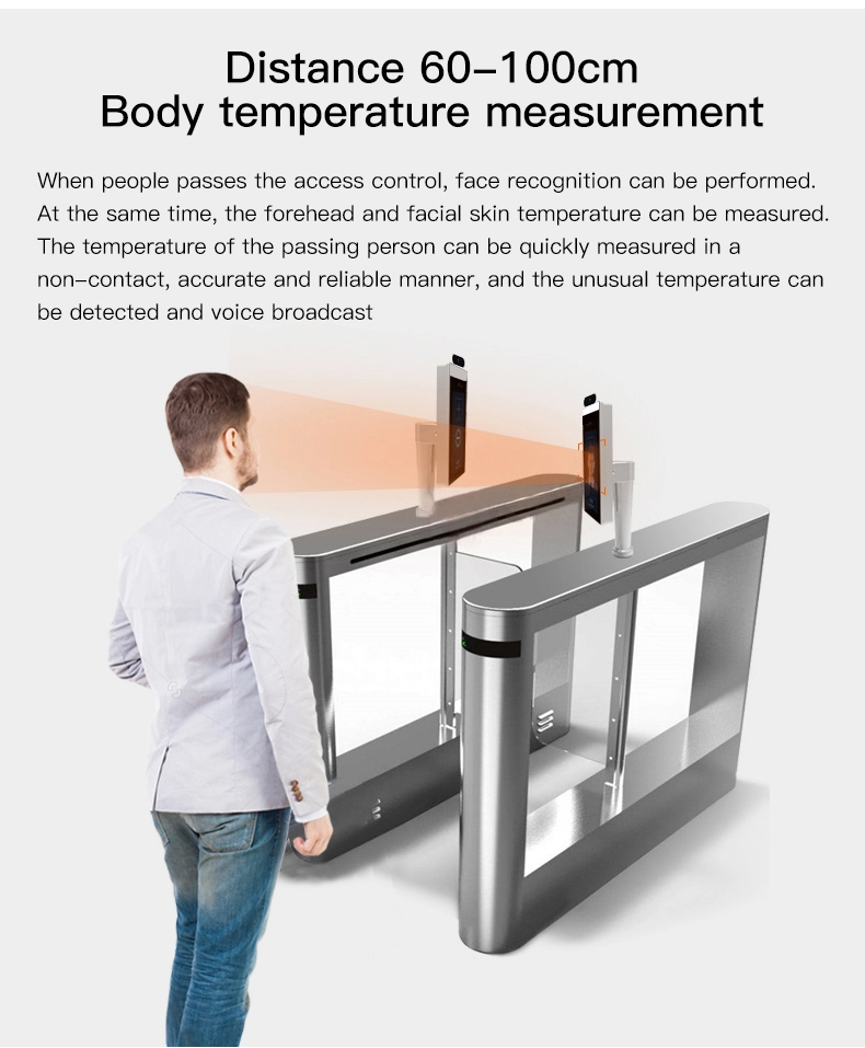 Face Recognition Vertical Body Infrared Thermal Scanner gate access system voice alarm linght Infrared thermometer