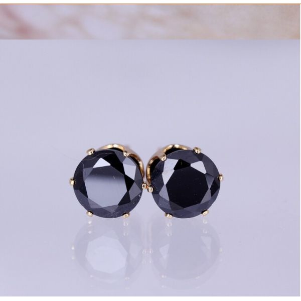 Colored round zircon imitation earrings