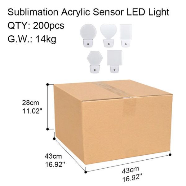 Acrylic LED Night Light Blanks Light Control Intelligent Sublimation Sensor Night Light For Home Decoration