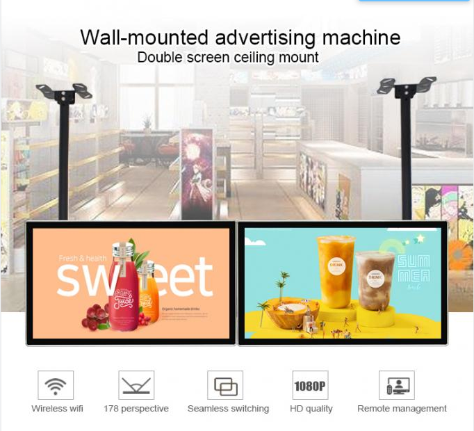 32 55 Inch LCD Digital Menu Boards Ceiling Mount Or Hanging For Display