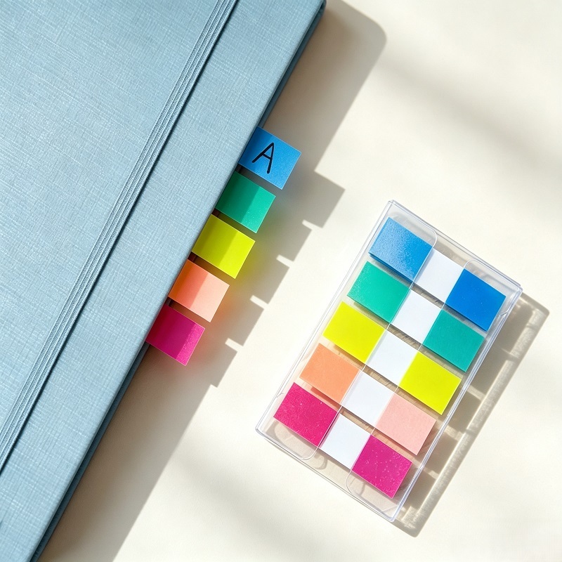 Neon Colored Index Tab Sticky Notes With Writeable And Repositionable Design