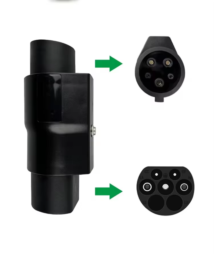 Black Electric Vehicles Type 2 to Type 1 EV Charging Adapter with 220V Input Voltage