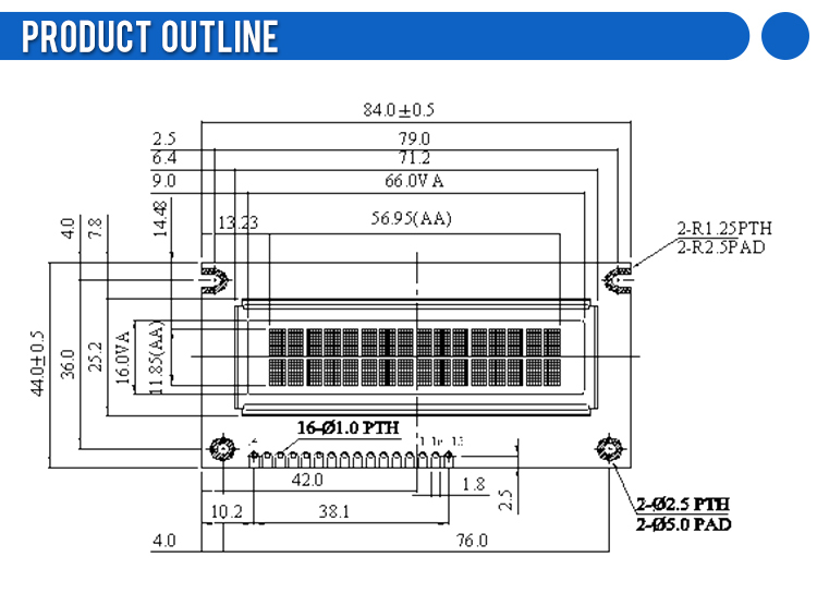 OLED001602E Black Film, Character LCD Module,WS0010 Controller, Parallel Port,66x16mm View Size,Working Temperature -40+80 Display