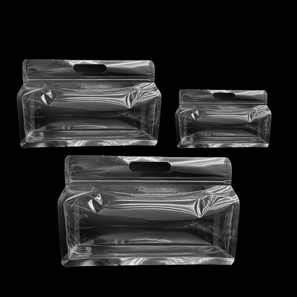Transparent Zip Lock Handle Flat Bottom Pouch Food Storage Bag Plastic Eight-edge sealed Flat Bottom Bag