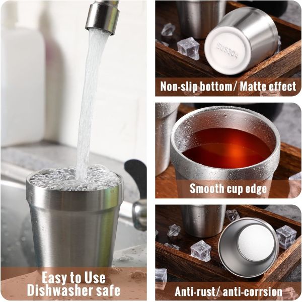 6 Ounces Insulated Stainless Steel Drinking Cups Stackable
