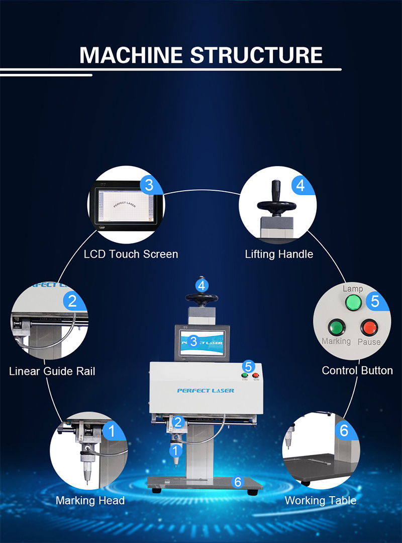 Integrated Desktop Metal Dot Peen Pneumatic Marking Machine Smart Touch