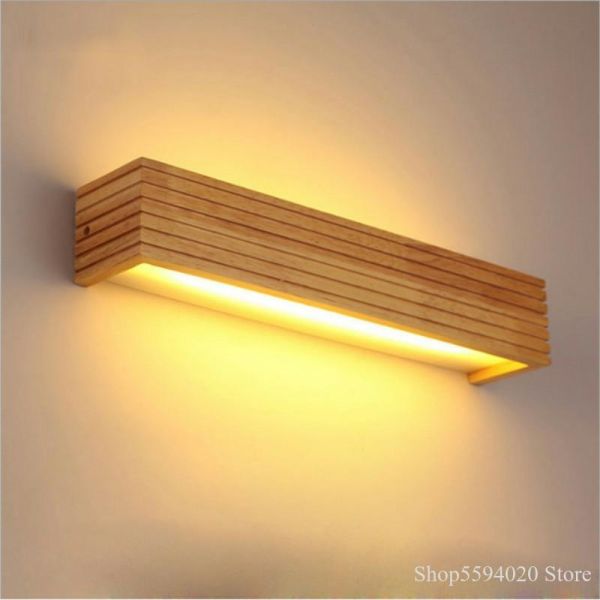 Nordic Solid Wood Wall Lights Staircase Corridor Rectangular Bathroom LED Wall Lamp(WH-MR-68)