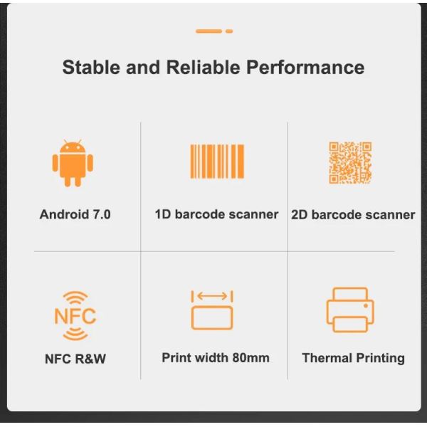 IP65 Industrial Andriod PDA NFC Reader Fingerprint 1D/2D Barcode Scanner 80mm Printer