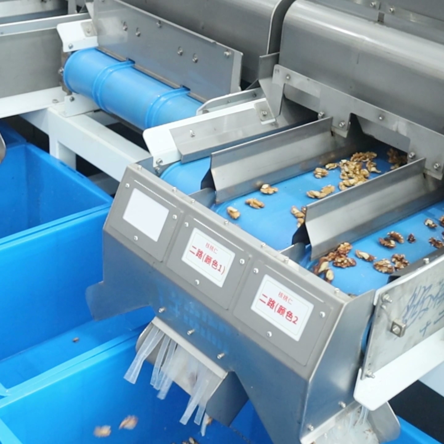 Quick walnut kernel sorting machine with 12 adaptive outlets and deep learning